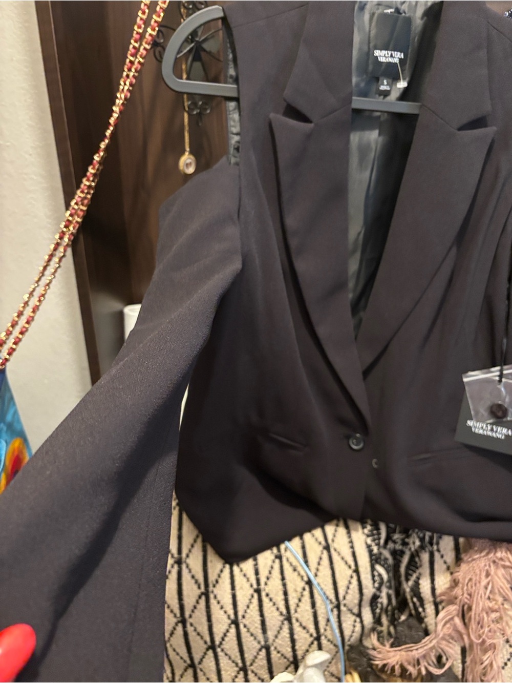 Simply Vera Vera Wang Women's Black Single-Button Blazer - P2P17, L17